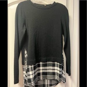 Women’s black and plaid layered sweater